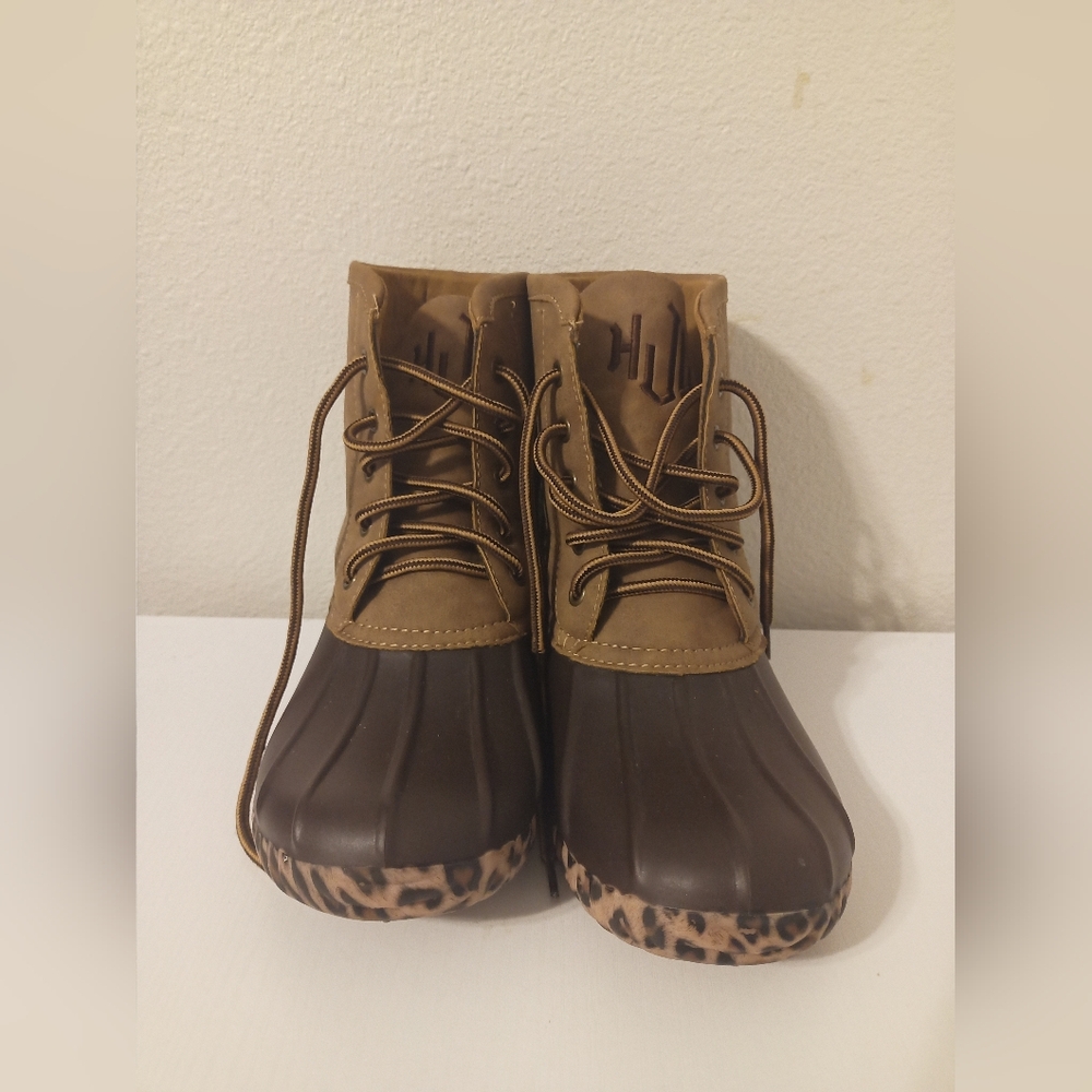MarleyLilly Brown and Tan Monogrammed Duck Boots